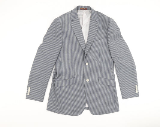 Heritage Collection Mens Grey Striped Polyester Jacket Blazer Size 40 Regular