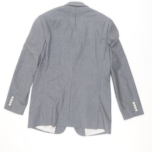 Heritage Collection Mens Grey Striped Polyester Jacket Blazer Size 40 Regular