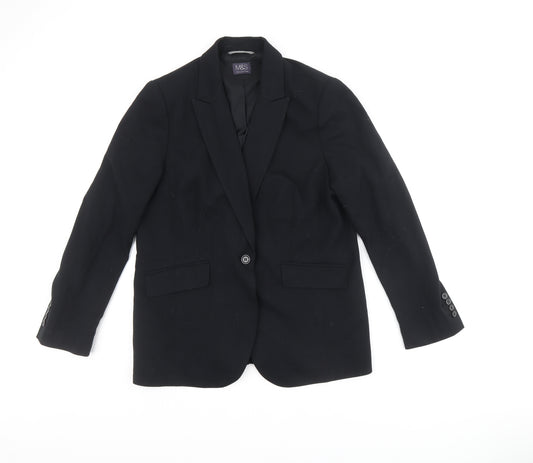 Marks and Spencer Womens Black Polyester Jacket Blazer Size 14