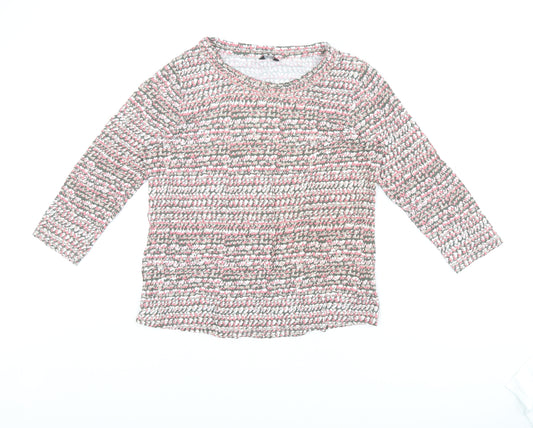 M&Co Womens Multicoloured Geometric Viscose Basic T-Shirt Size 16 Round Neck