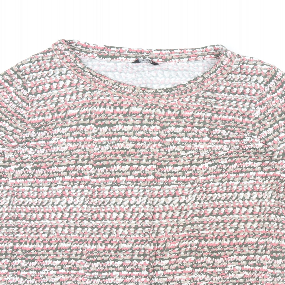 M&Co Womens Multicoloured Geometric Viscose Basic T-Shirt Size 16 Round Neck