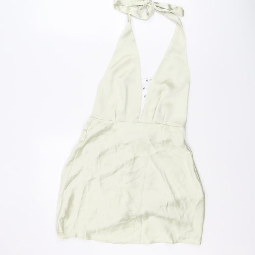 Zara Womens Green Polyester Mini Size S Halter Zip