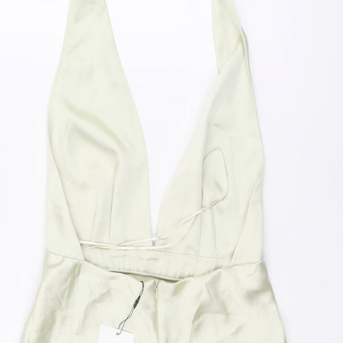 Zara Womens Green Polyester Mini Size S Halter Zip