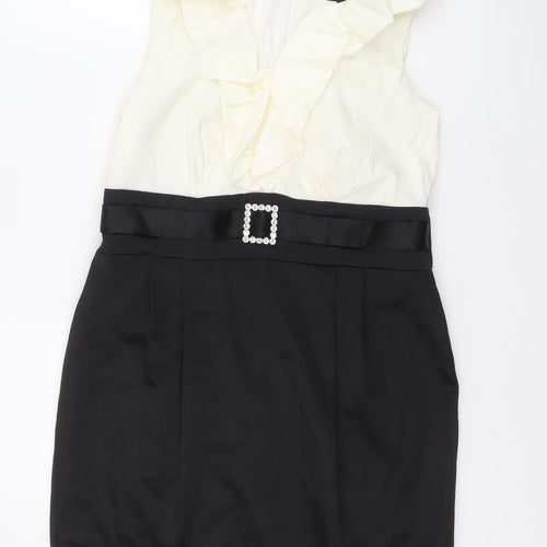 Ignite Womens Black Polyester Shift Size 12 V-Neck Zip