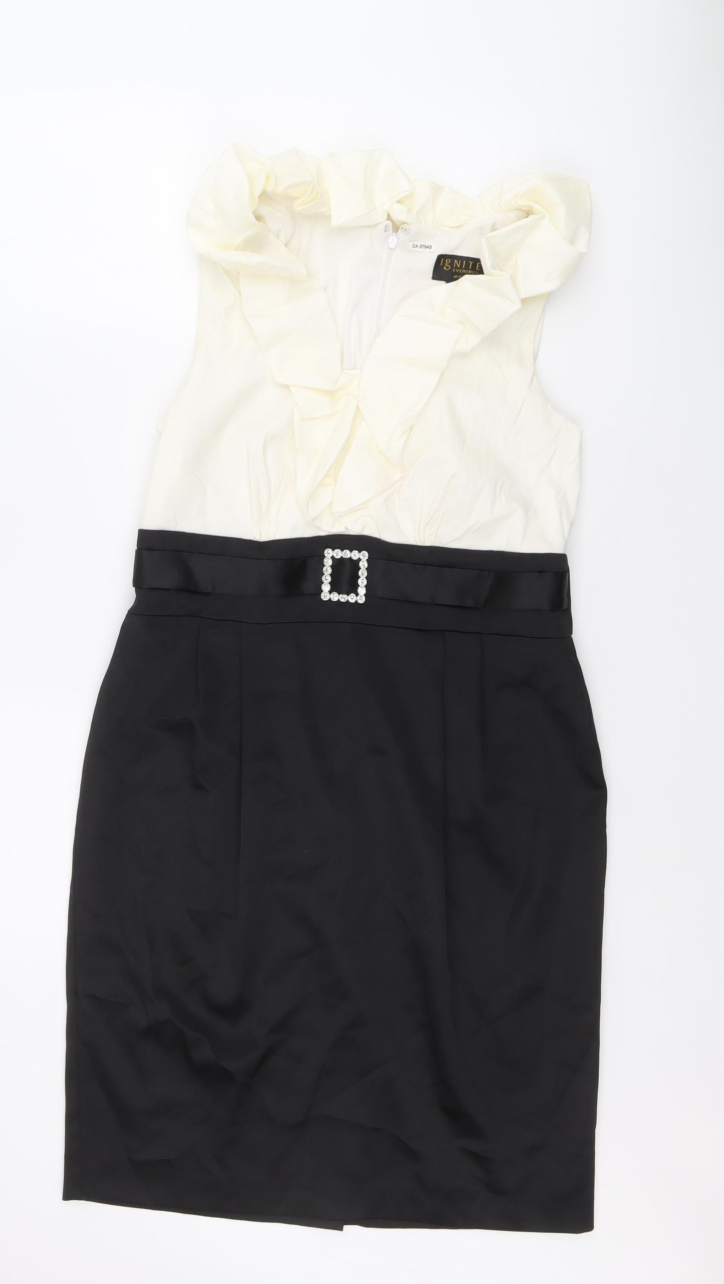 Ignite Womens Black Polyester Shift Size 12 V-Neck Zip