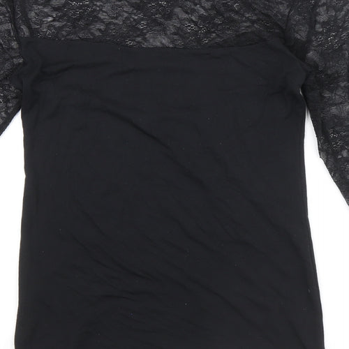 Marks and Spencer Womens Black Acrylic Basic Blouse Size 12 Round Neck