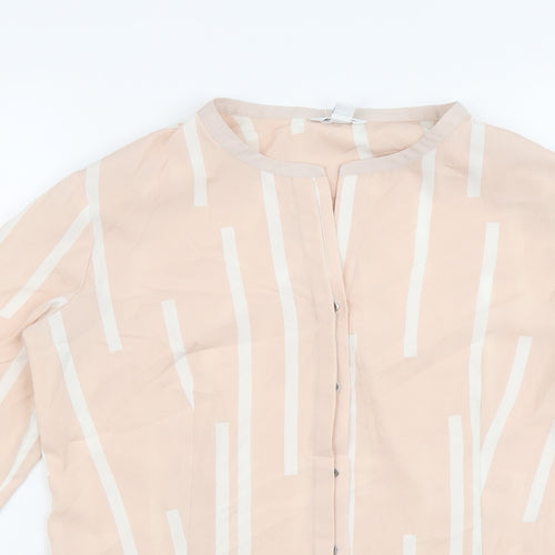 Calvin Klein Womens Pink Striped Polyester Basic Button-Up Size M Round Neck