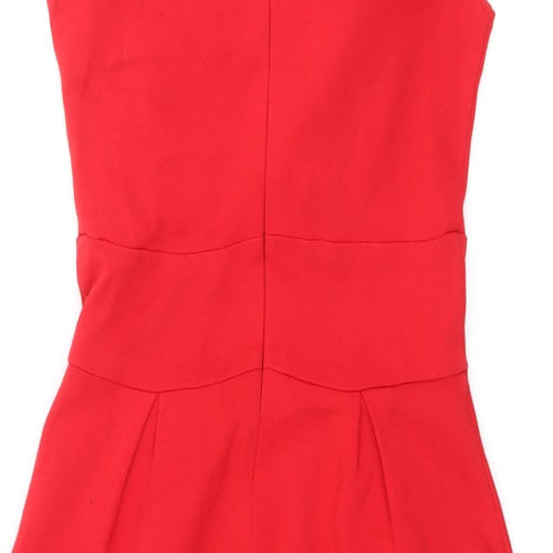 ASOS Womens Red Acrylic Shift Size 10 V-Neck Zip