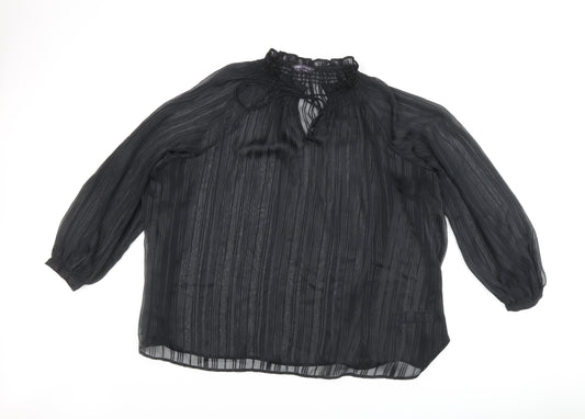 Marks and Spencer Womens Black Polyester Basic Blouse Size 22 Mock Neck