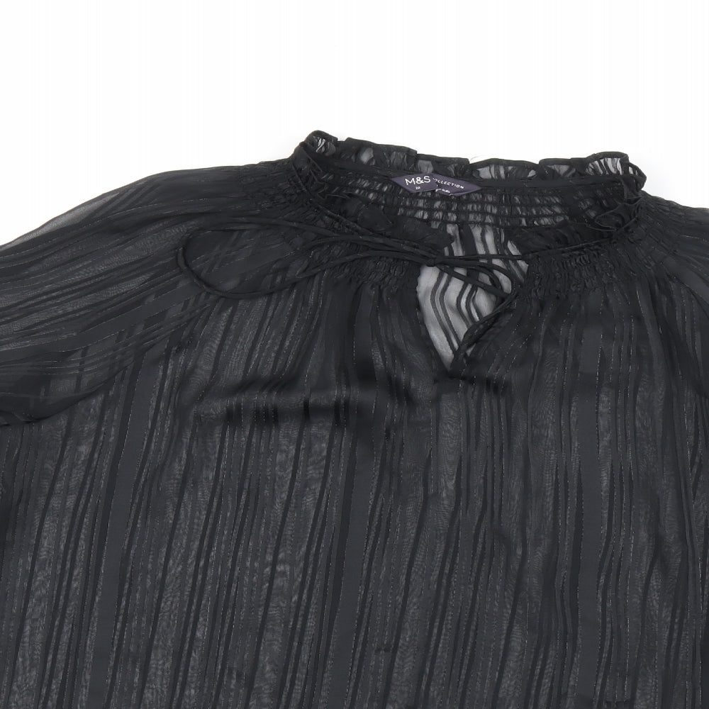 Marks and Spencer Womens Black Polyester Basic Blouse Size 22 Mock Neck