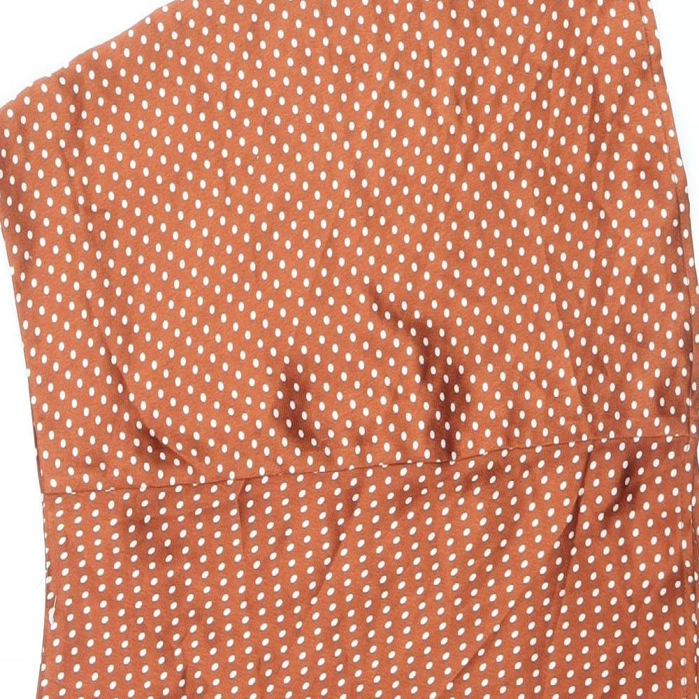 Nasty Gal Womens Orange Polka Dot Polyester Swing Skirt Size 8 Button