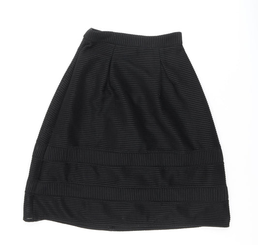 Warehouse Womens Black Striped Polyester Tulip Skirt Size 10 Zip