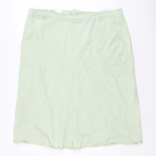 Steilmann Womens Green Cotton A-Line Skirt Size 18 Zip