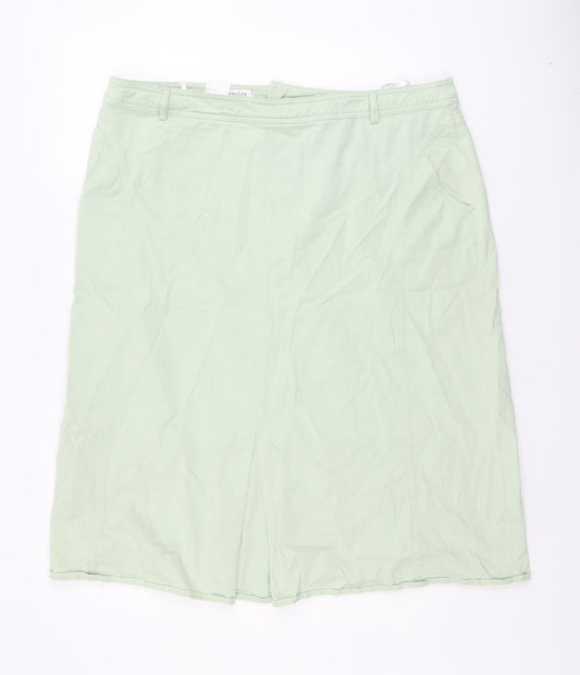 Steilmann Womens Green Cotton A-Line Skirt Size 18 Zip