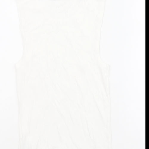 Zara Womens Ivory Viscose Basic Tank Size S Round Neck
