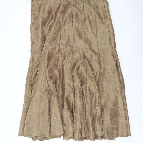 Roman Womens Gold Polyester Swing Skirt Size 20 Zip