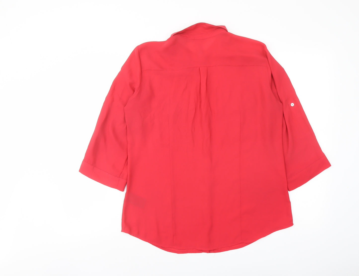 H&M Womens Pink Polyester Basic Button-Up Size 12 Collared