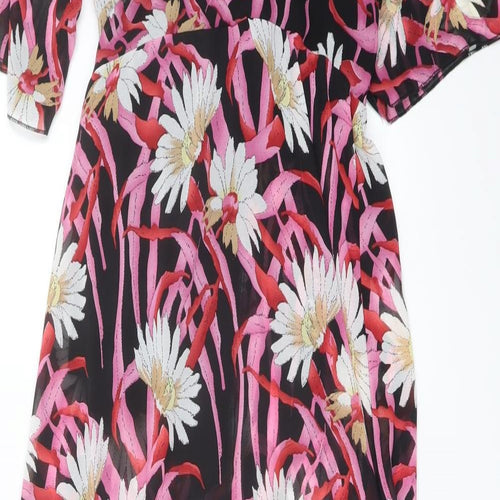 Voice Womens Multicoloured Floral Polyester Maxi Size S V-Neck Pullover