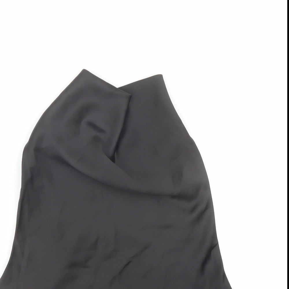 Zara Womens Black Polyester Basic Blouse Size S Cowl Neck