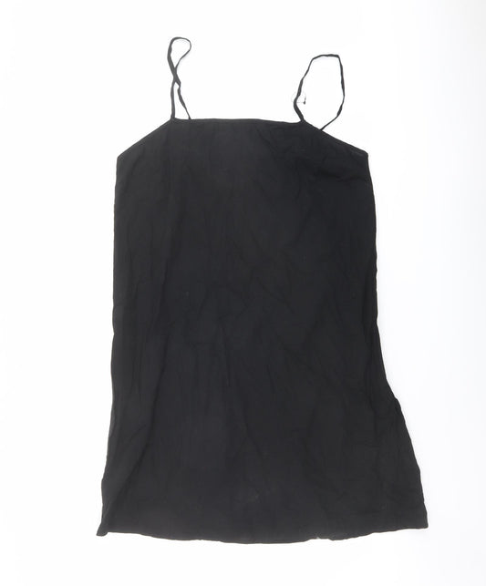 NEXT Womens Black Cotton Slip Dress Size 14 Square Neck Pullover
