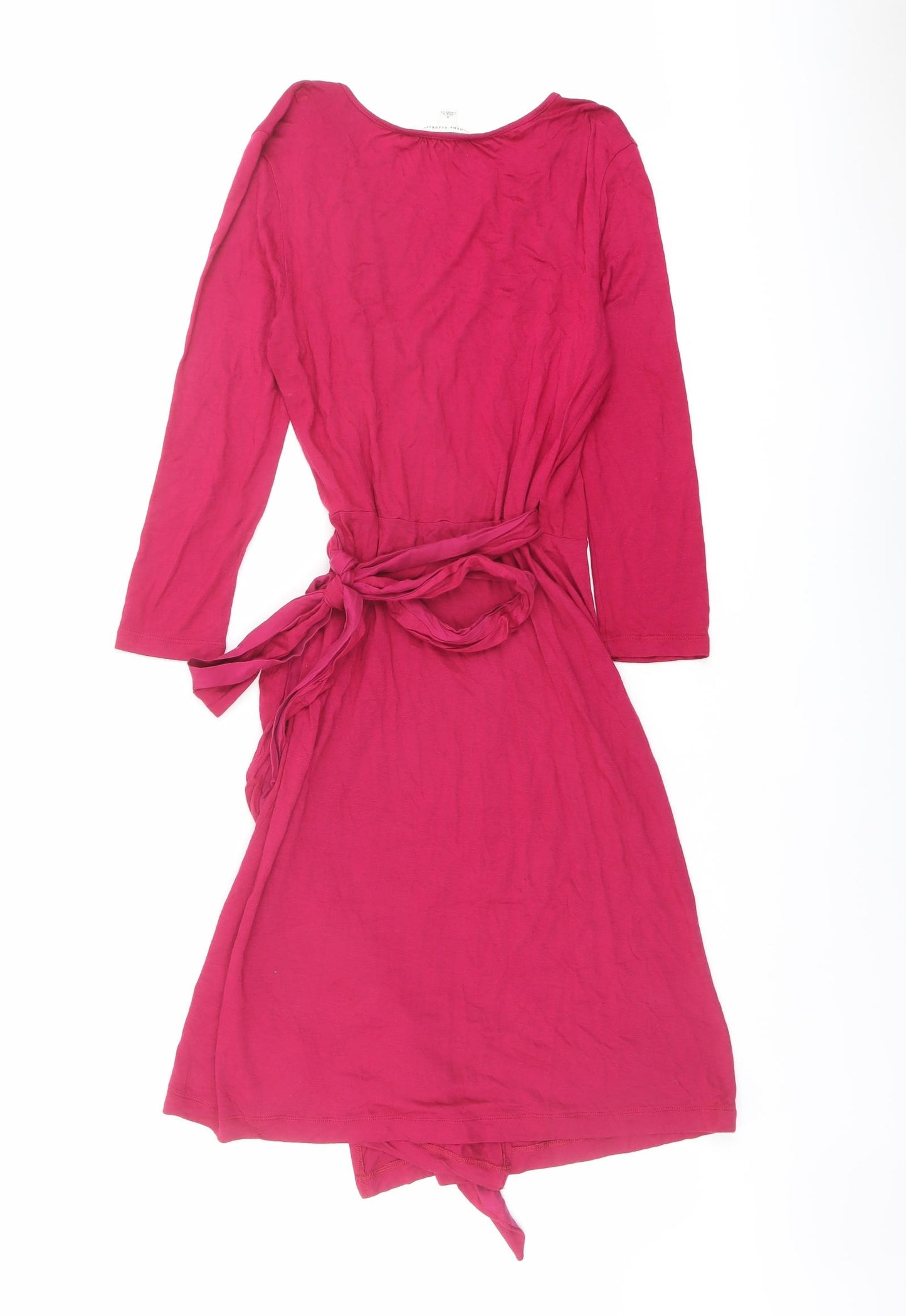 Banana Republic Womens Pink Viscose Wrap Dress Size S V-Neck Tie
