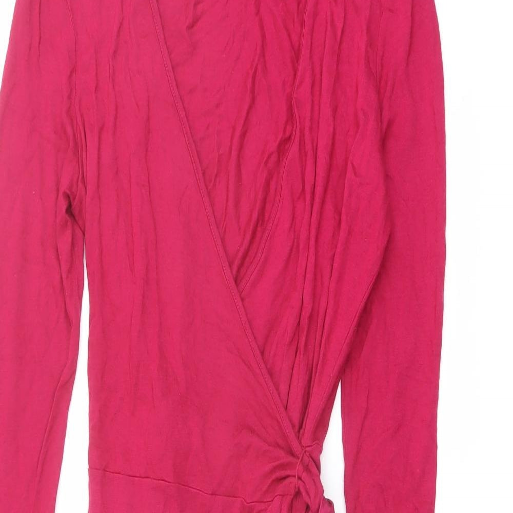 Banana Republic Womens Pink Viscose Wrap Dress Size S V-Neck Tie