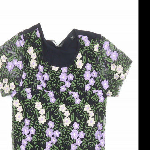 Dorothy Perkins Womens Multicoloured Floral Polyester Basic T-Shirt Size 10 Round Neck