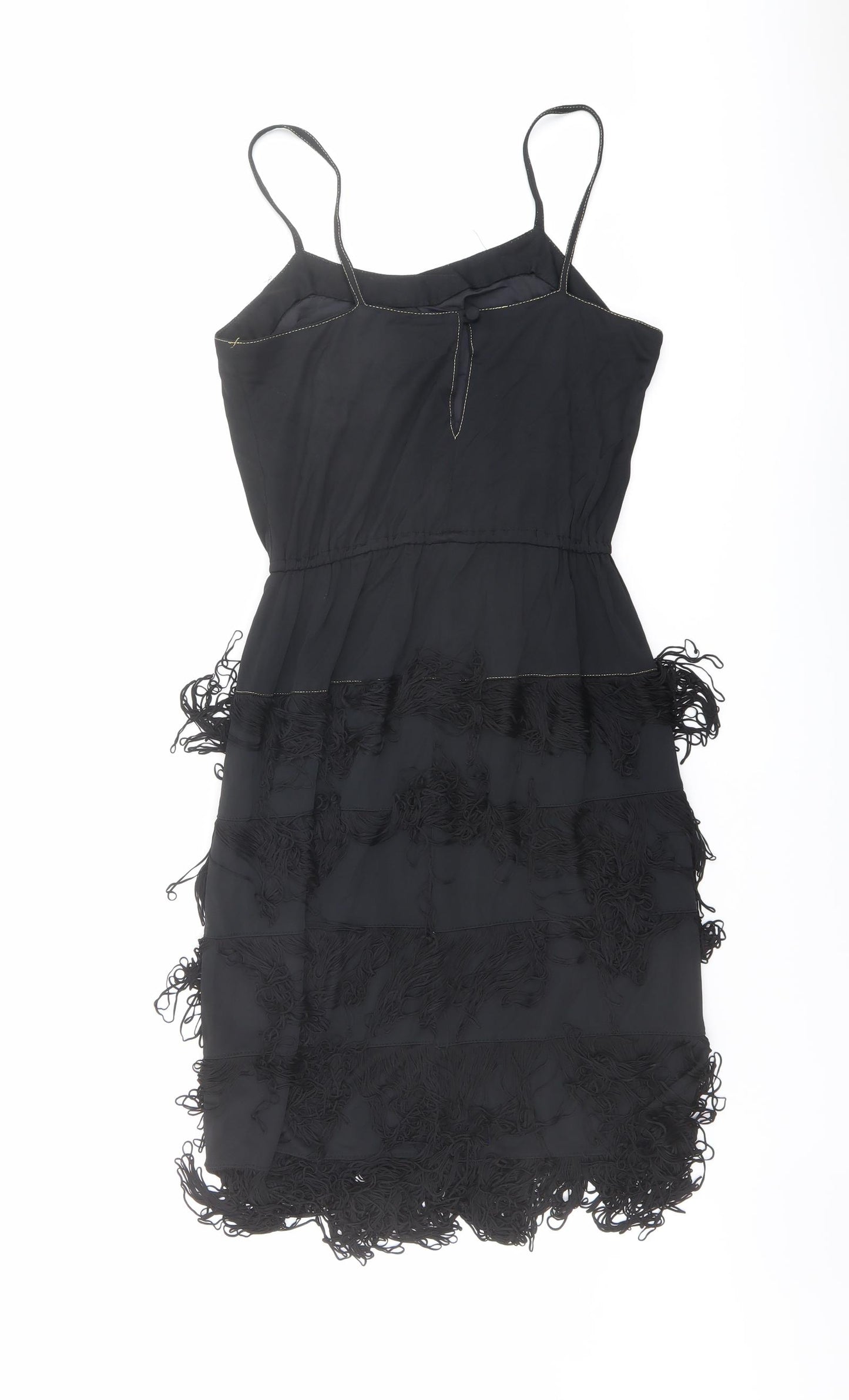 Cornelius Womens Black Acetate Slip Dress Size 14 Round Neck Zip