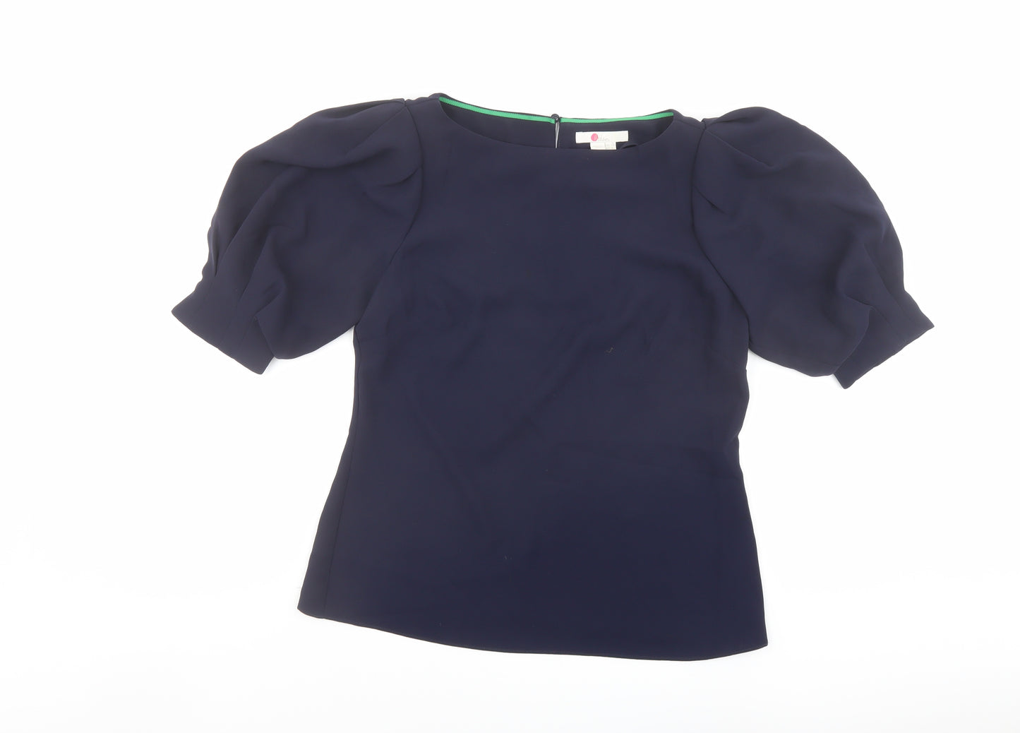 Boden Womens Blue Polyester Basic Blouse Size 10 Round Neck