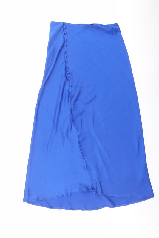 Amy&Clo Womens Blue Polyester Maxi Skirt Size L Zip