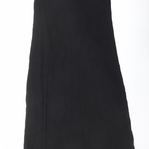 Marks and Spencer Womens Black Cotton Maxi Size 14 Round Neck Tie