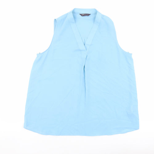 Marks and Spencer Womens Blue Polyester Basic Tank Size 16 V-Neck