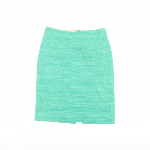 Banana Republic Womens Green Cotton A-Line Skirt Size 4 Zip