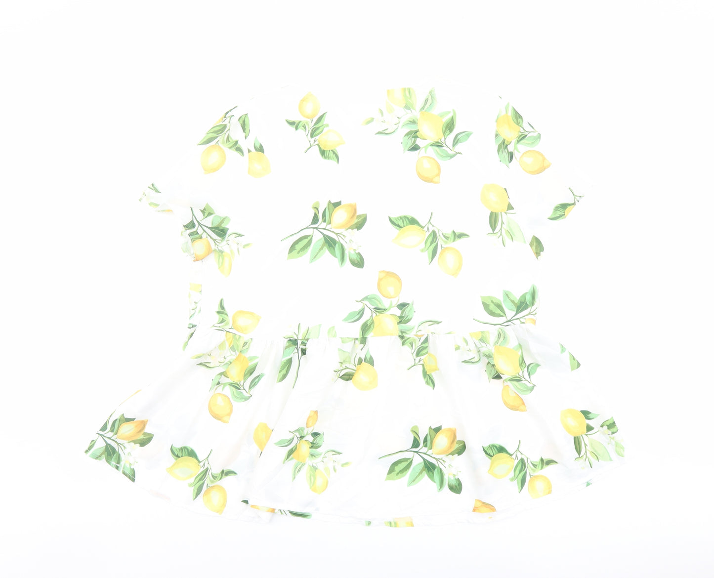 In the Style Womens White Geometric Polyester Basic Blouse Size 18 V-Neck - Lemon Pattern