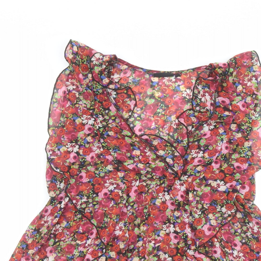 NEXT Womens Multicoloured Floral Polyester Basic Blouse Size 10 V-Neck
