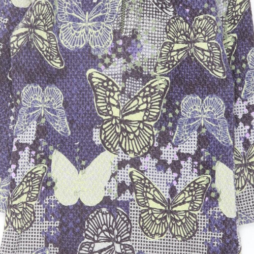 White Stuff Womens Multicoloured Geometric Cotton A-Line Size 8 Round Neck Zip - Butterfly pattern