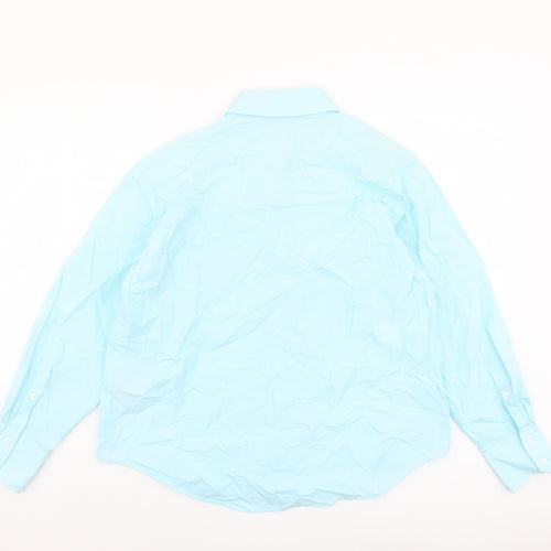 Zara Womens Blue Cotton Basic Button-Up Size S Collared