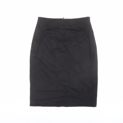 Zara Womens Black Cotton Straight & Pencil Skirt Size 8 Zip