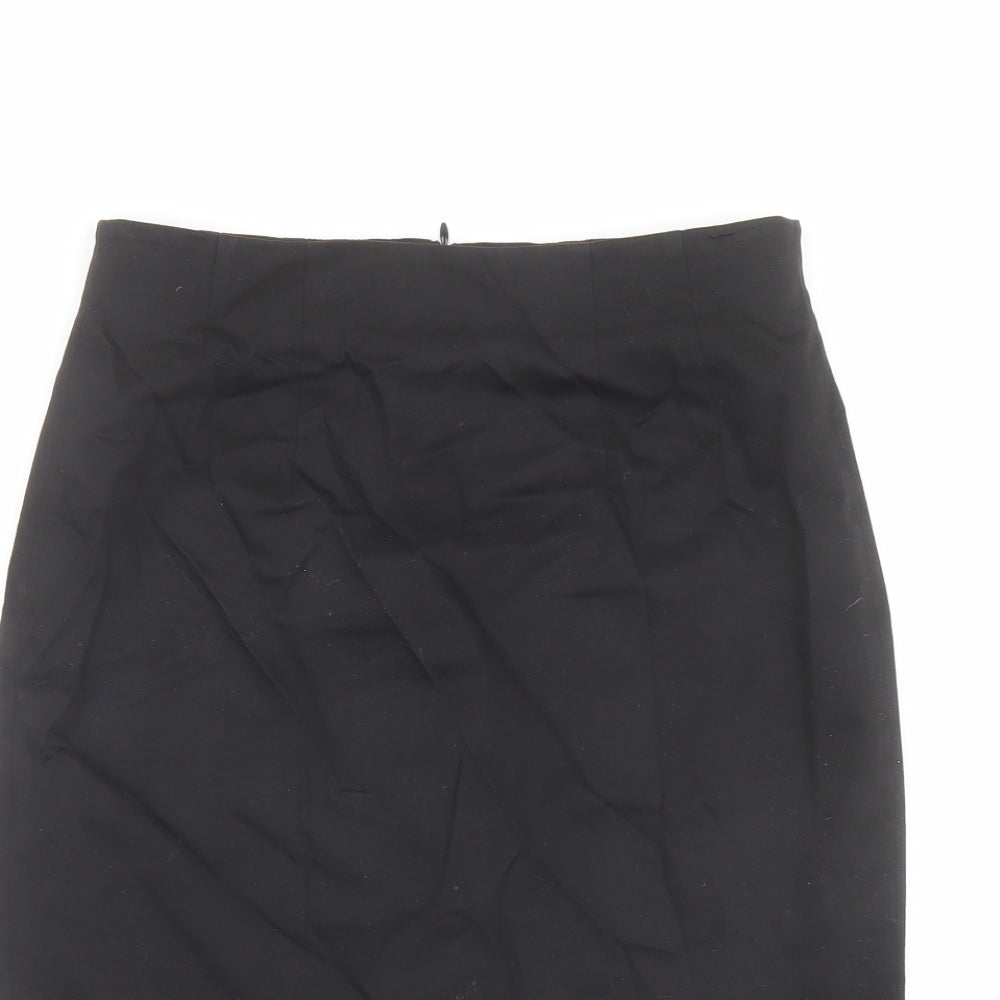Zara Womens Black Cotton Straight & Pencil Skirt Size 8 Zip