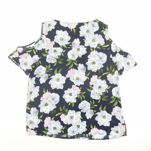 Oasis Womens Multicoloured Floral Polyester Basic Blouse Size 10 V-Neck - Cold Shoulder