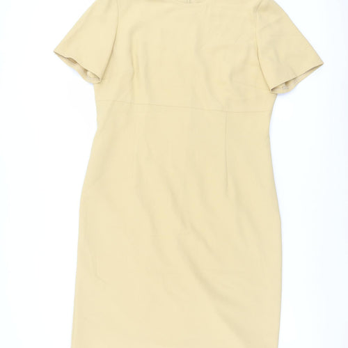 Eastex Womens Beige Polyester Shift Size 14 Round Neck Zip