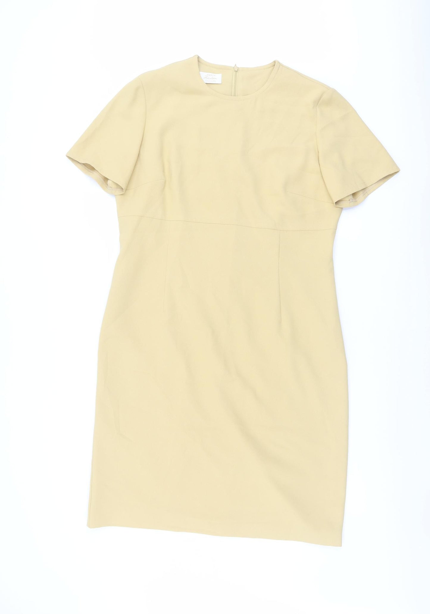 Eastex Womens Beige Polyester Shift Size 14 Round Neck Zip