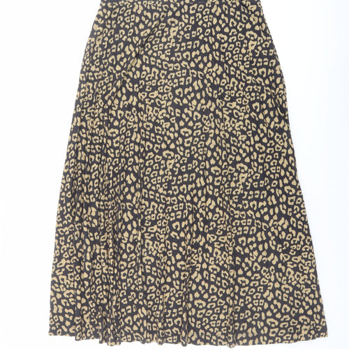 Marks and Spencer Womens Black Animal Print Polyester A-Line Skirt Size 12 - Leopard pattern