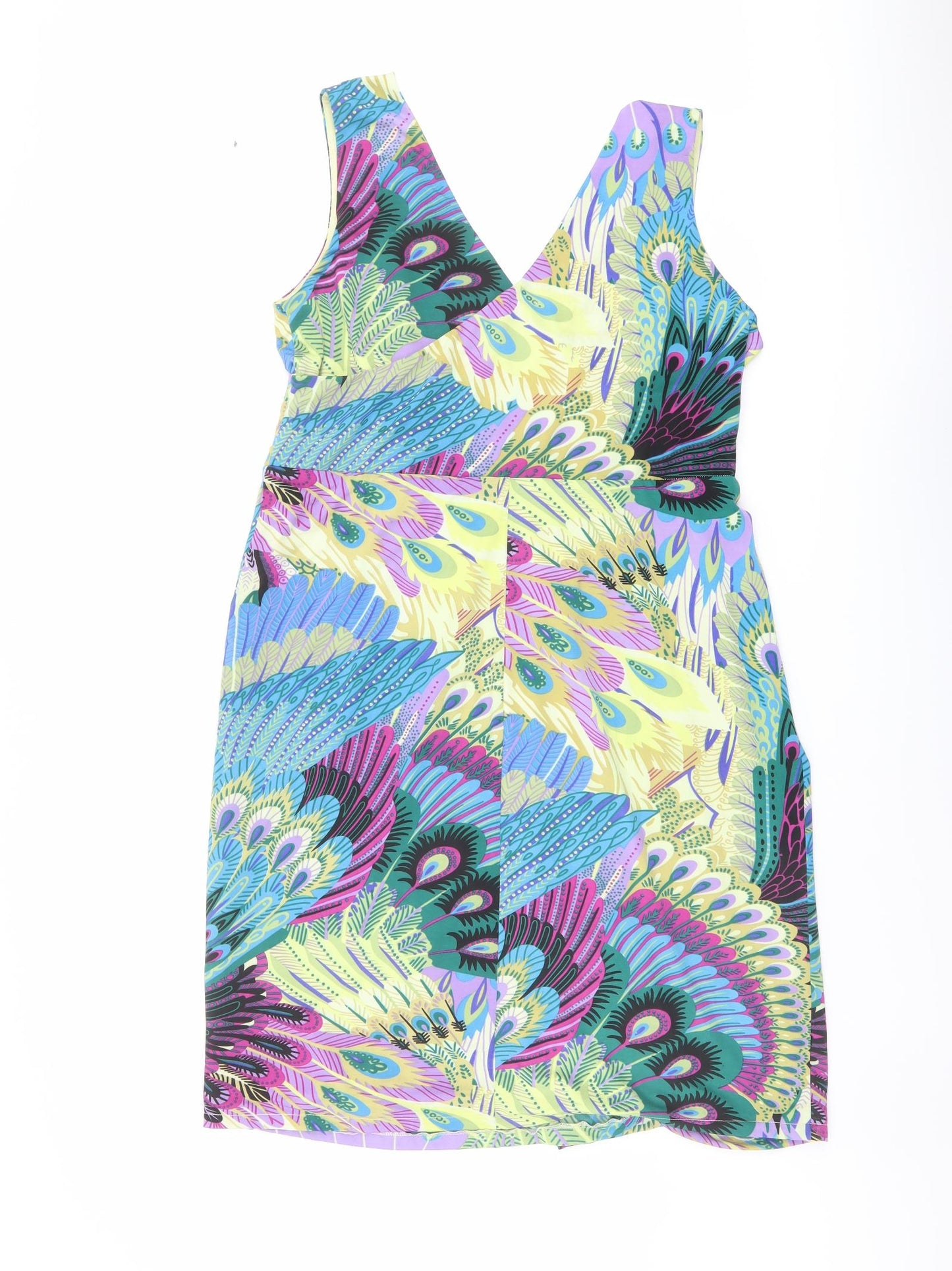 Phase Eight Womens Multicoloured Geometric Polyester Tank Dress Size 18 V-Neck Pullover
