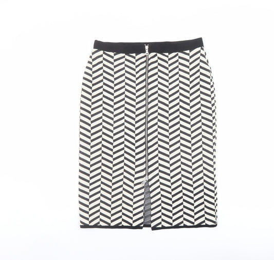 B.C. Best Connections Womens Black Geometric Cotton Straight & Pencil Skirt Size 12 Zip