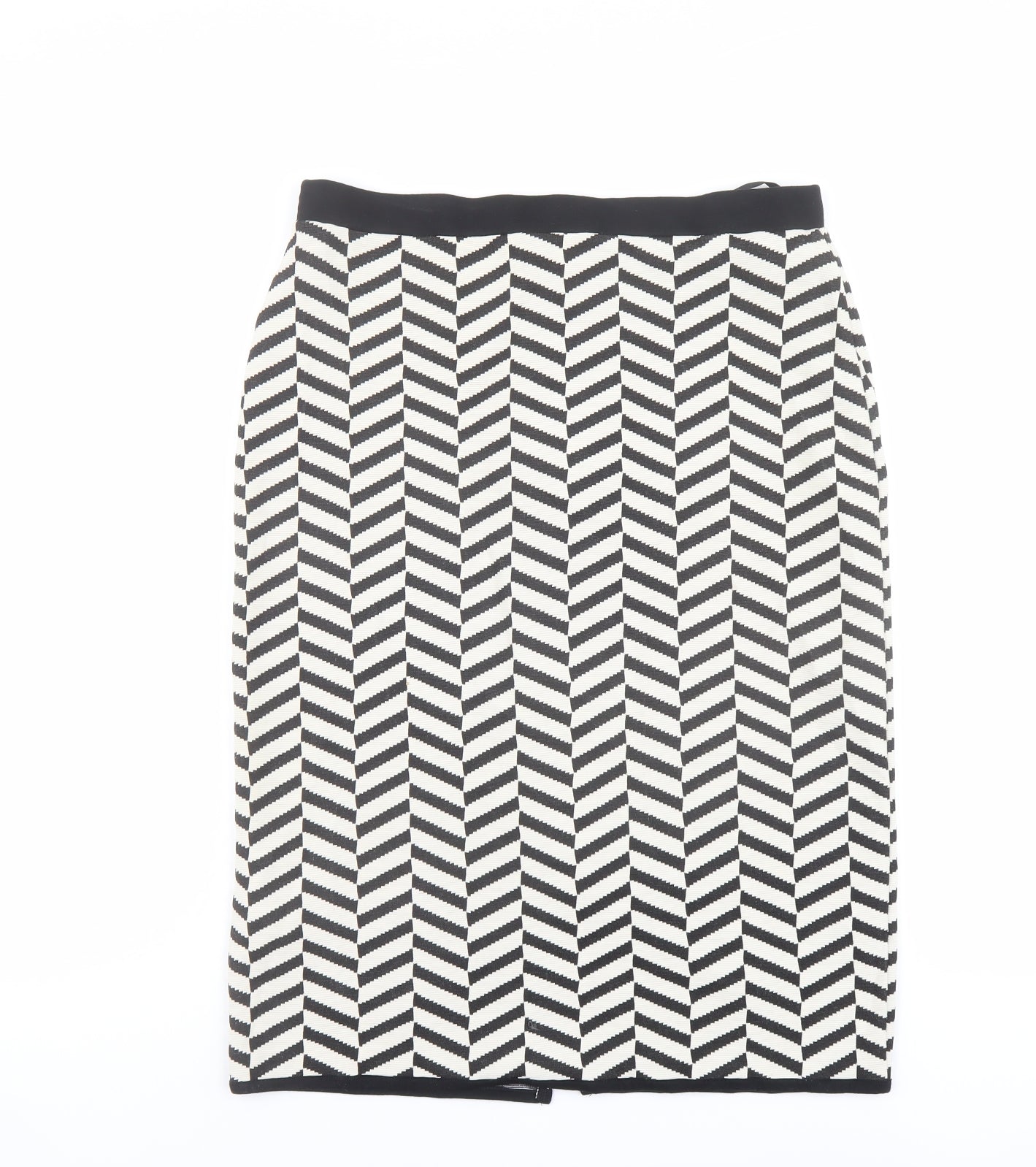 B.C. Best Connections Womens Black Geometric Cotton Straight & Pencil Skirt Size 12 Zip