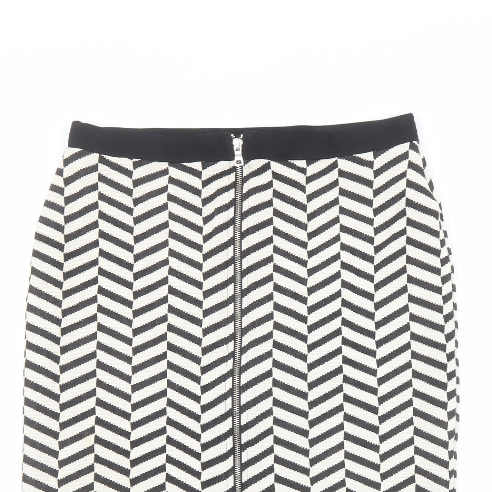 B.C. Best Connections Womens Black Geometric Cotton Straight & Pencil Skirt Size 12 Zip