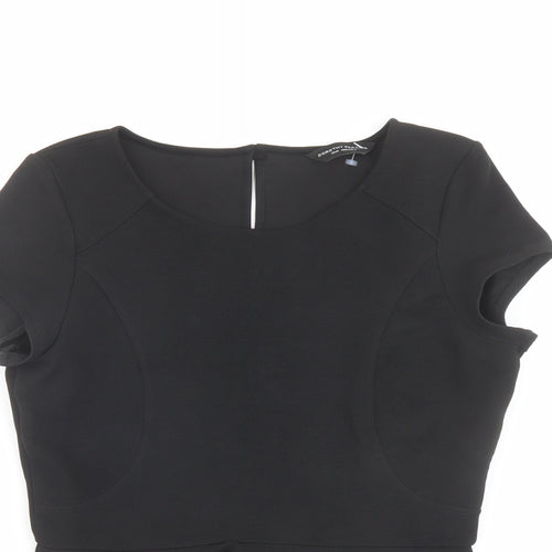 Dorothy Perkins Womens Black Polyester Basic T-Shirt Size 12 Round Neck