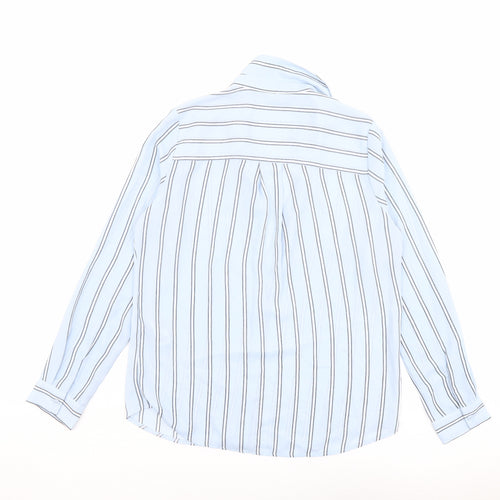 New Look Womens Blue Striped Polyester Basic Button-Up Size 10 Collared