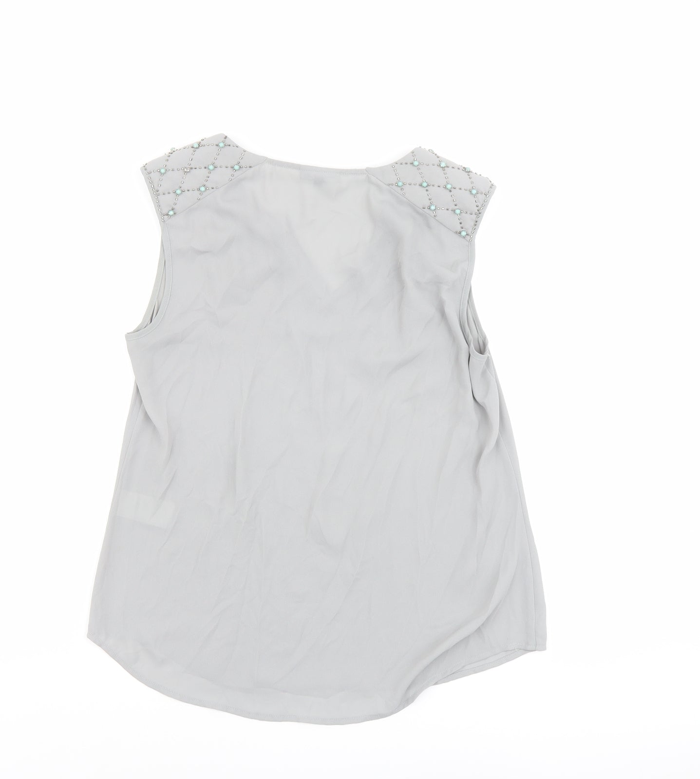 Warehouse Womens Grey Polyester Basic Blouse Size M V-Neck